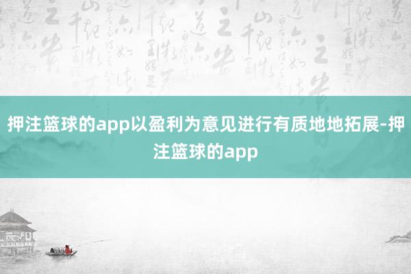 押注籃球的app以盈利為意見進(jìn)行有質(zhì)地地拓展-押注籃球的app
