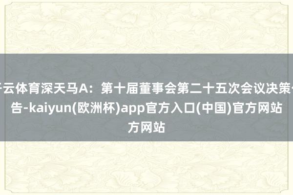 開云體育深天馬A：第十屆董事會第二十五次會議決策公告-kai